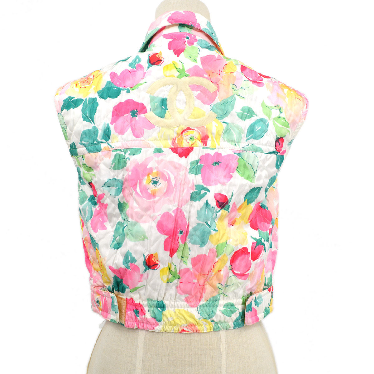 Luxury Chanel 1995 Spring floral diamond-quilted vest #38