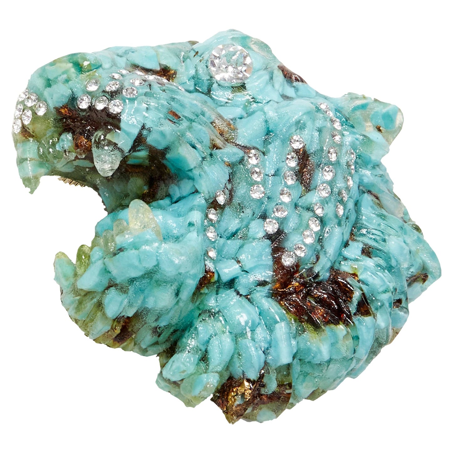 Gucci blue resin faux amber crystal tiger brooch