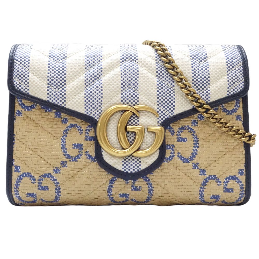 Luxury Gucci Trending 2025 GG Marmont Leather Raffia Shoulder Bag
