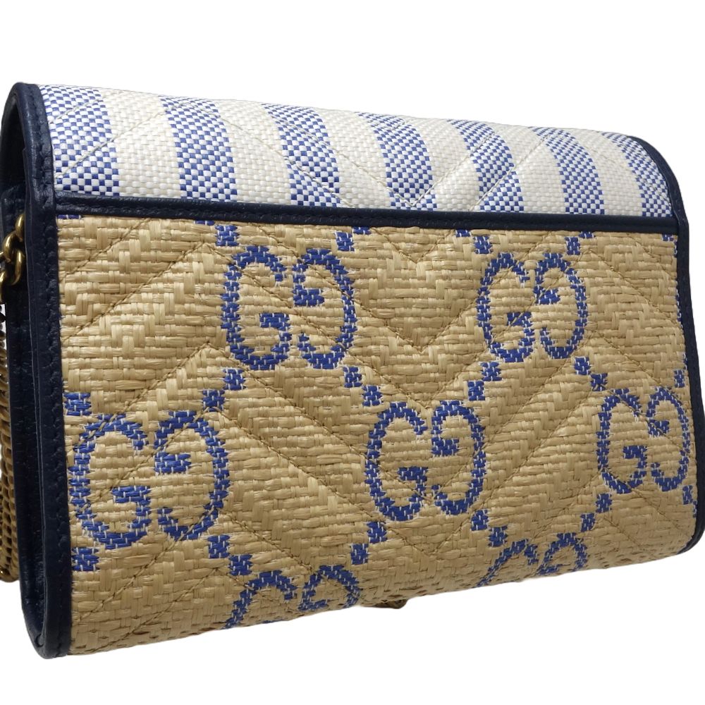 Luxury Gucci Trending 2025 GG Marmont Leather Raffia Shoulder Bag