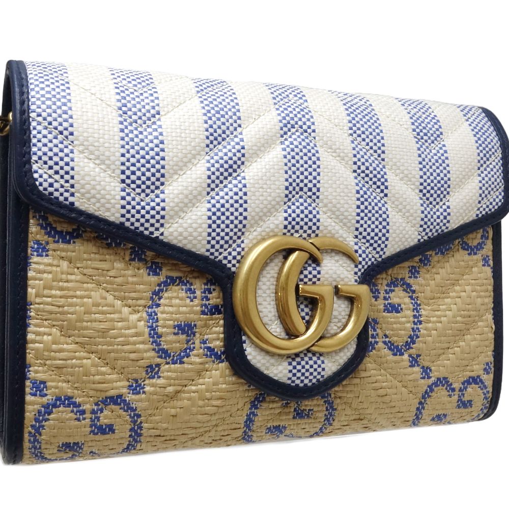 Luxury Gucci Trending 2025 GG Marmont Leather Raffia Shoulder Bag