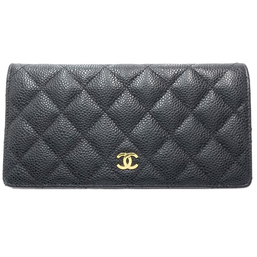 Chanel Caviar Skin Long Wallet Matelasse Classic
