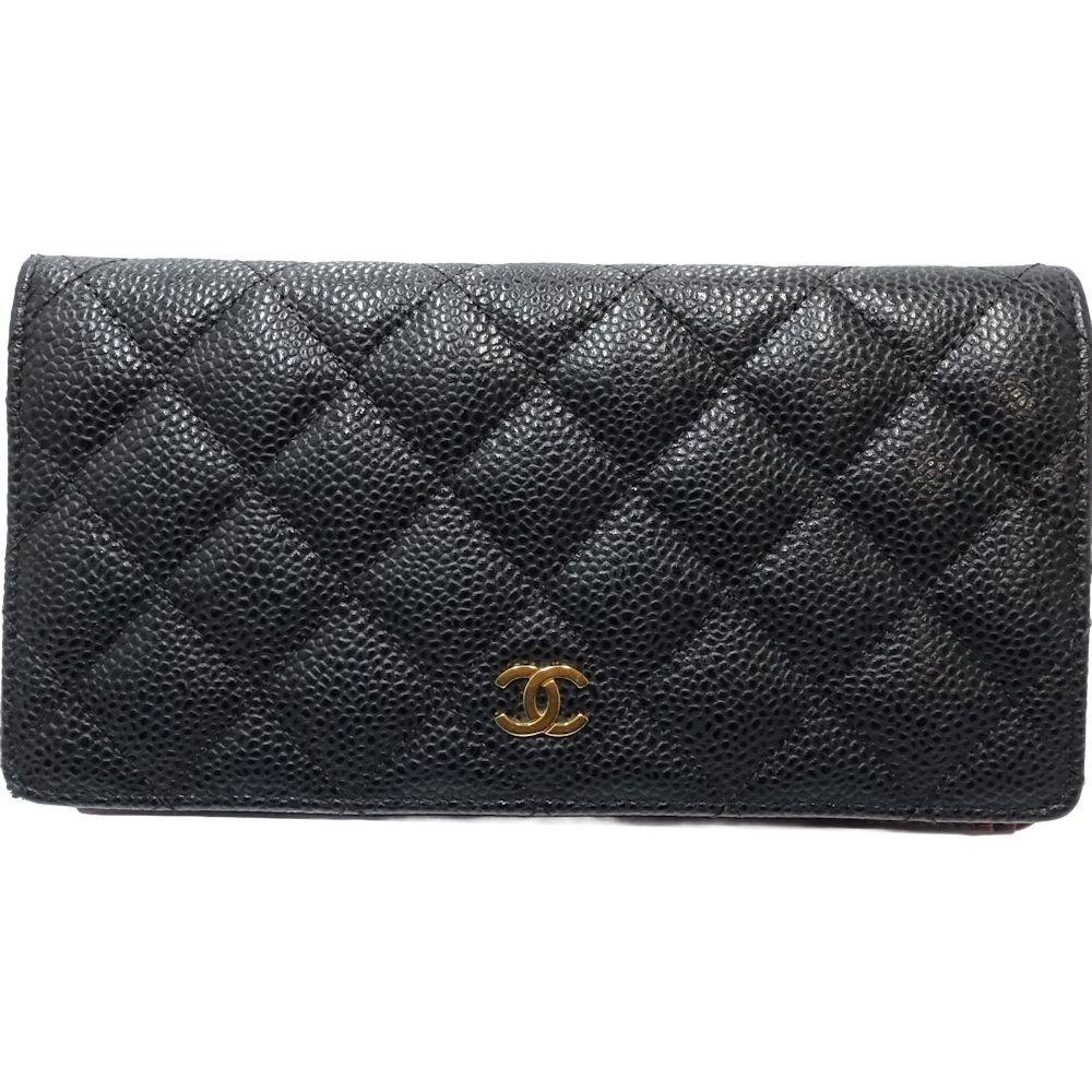 Chanel Caviar Skin Long Wallet Matelasse Classic