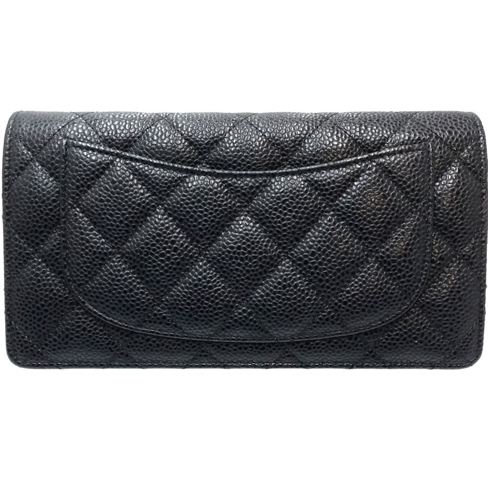 Chanel Caviar Skin Long Wallet Matelasse Classic