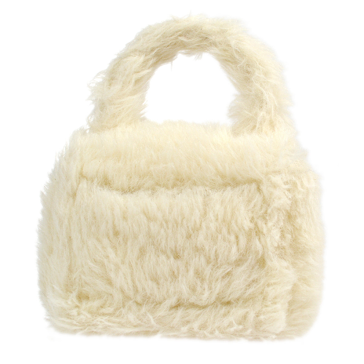 Luxury Chanel * 1994 Classic Flap Handbag Mini White Fur