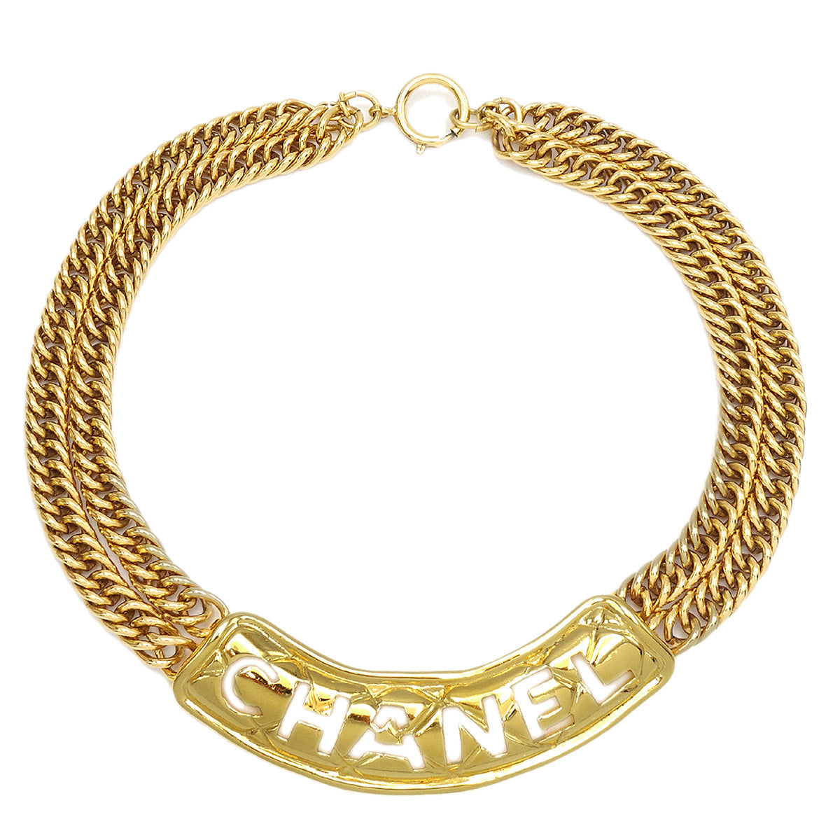 Luxury Chanel Cutout Logo Plate Choker 3795