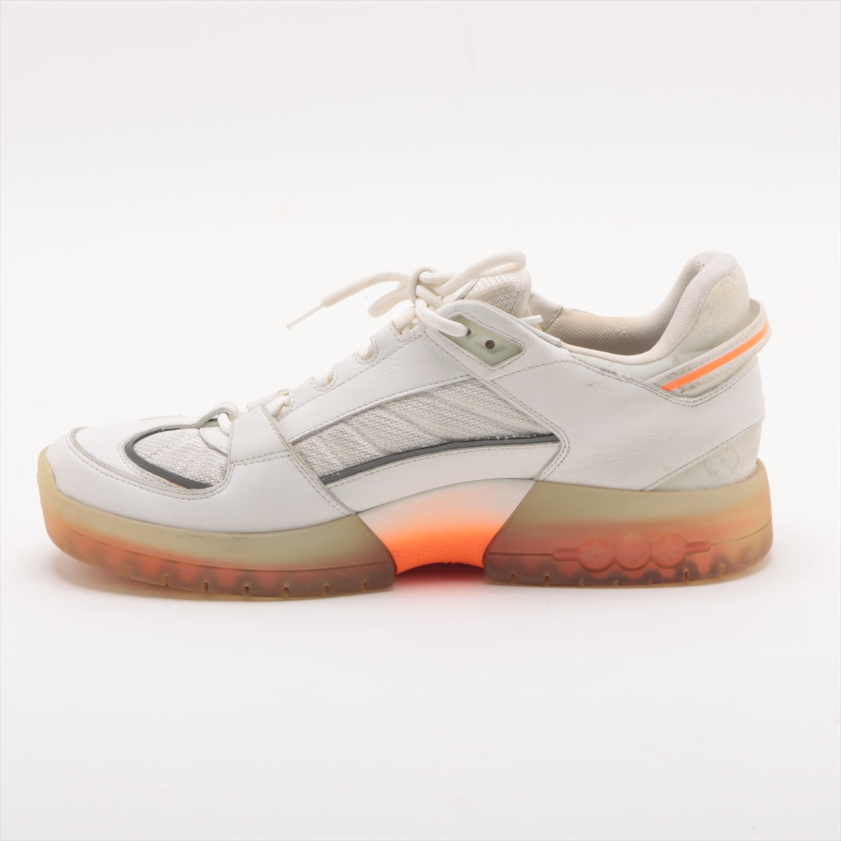 Louis Vuitton 20 years Leather x Mesh Trainers 7 Men White x Orange G1210 Monogram