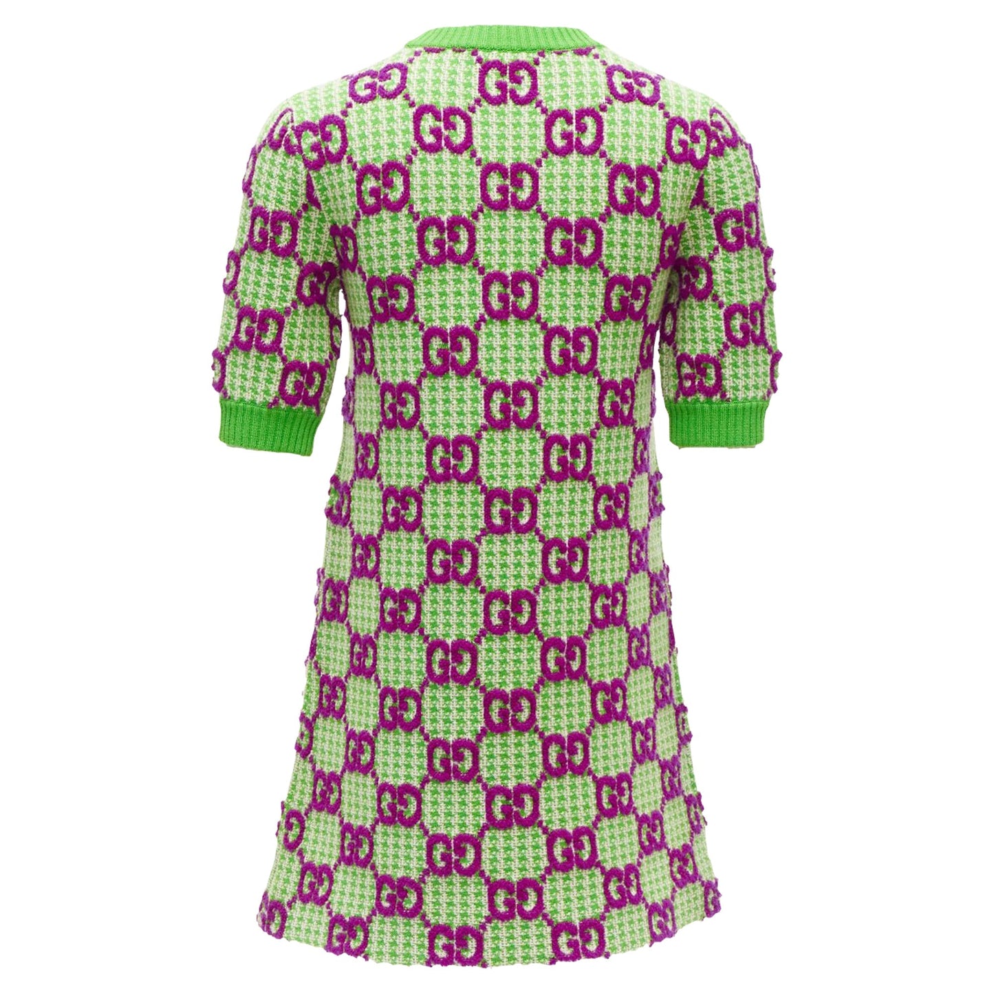 Gucci wool monogram jacquard crew sweater dress