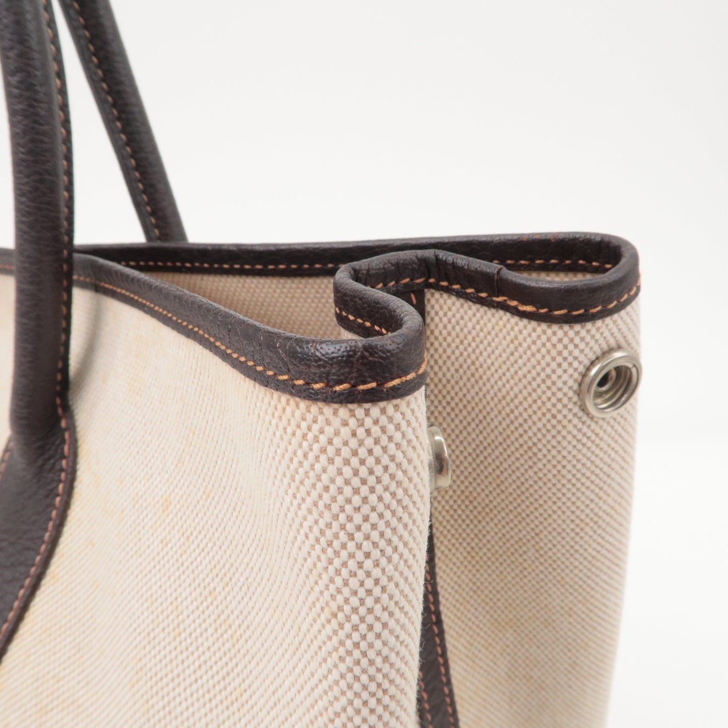Luxury Hermes Garden Party Toile Ash Leather PM 髫ｨ繝ｻ・ｽ・｡ I  Stamped Beige
