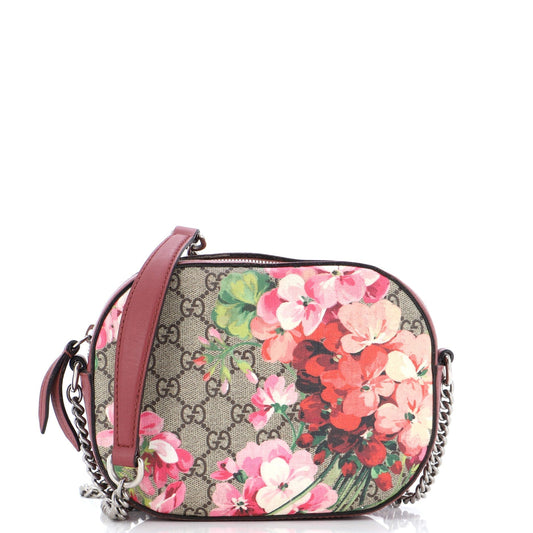 Luxury Gucci Trending 2025 Chain Crossbody Bag Blooms Print GG Coated Canvas Mini