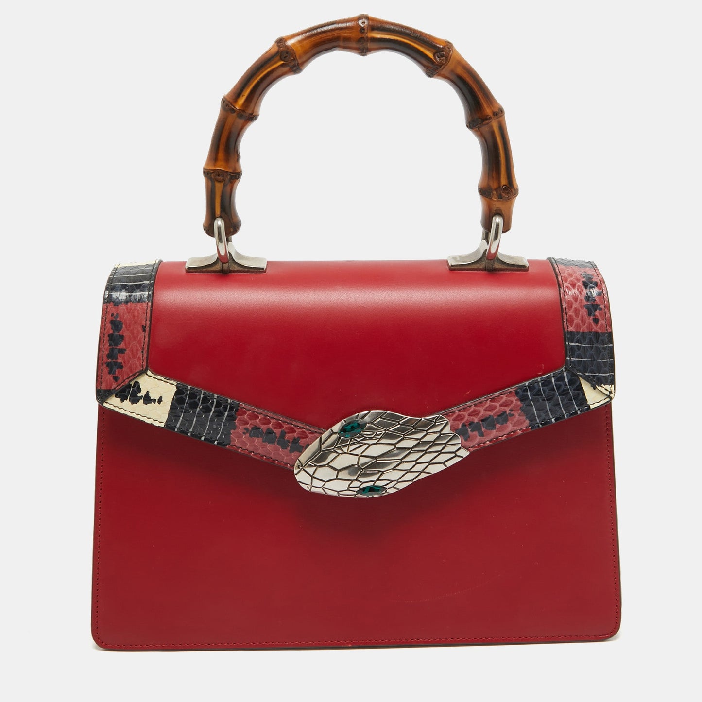 Luxury Gucci Trending 2025 Red Leather and Snakeskin Lilith Top Handle Bag