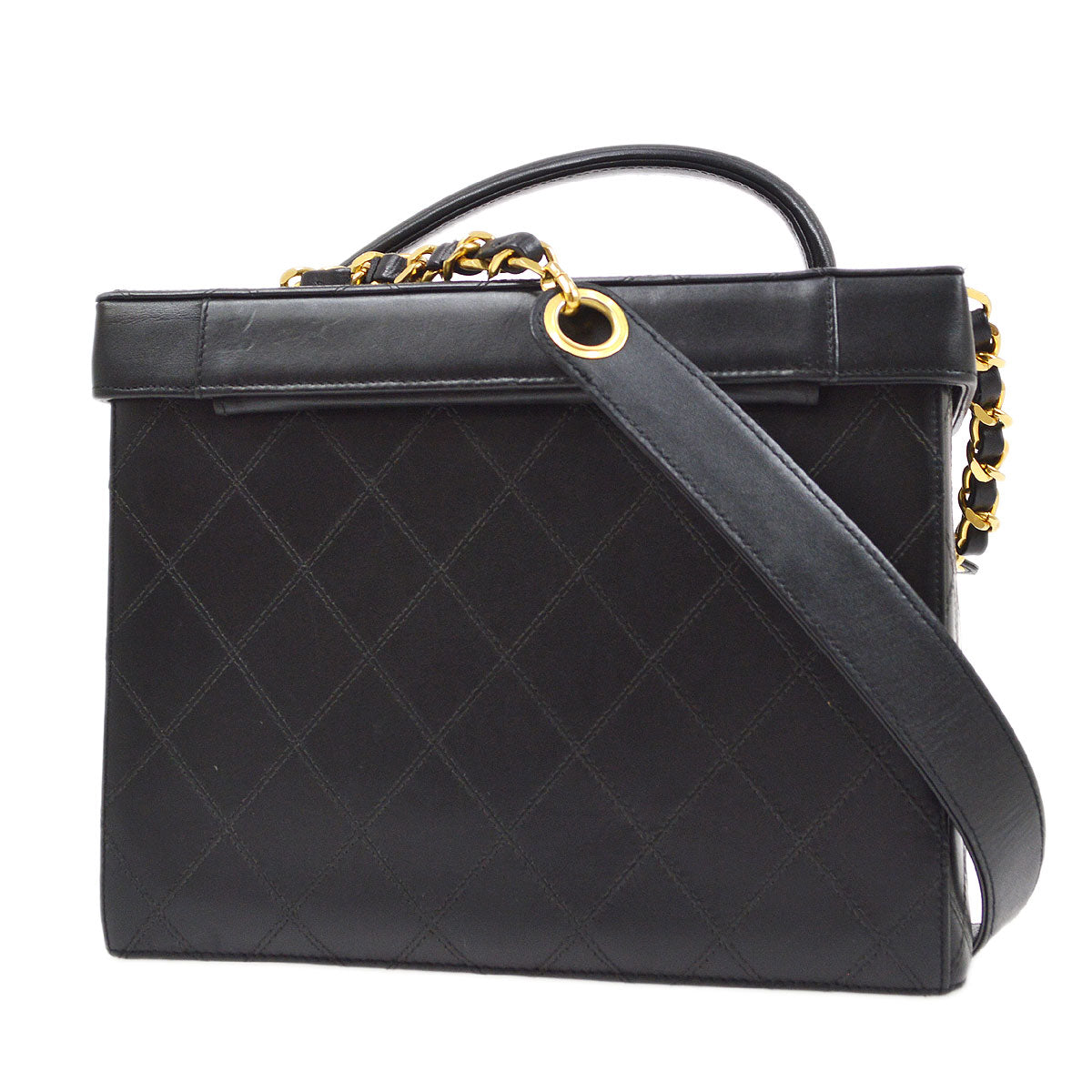 Luxury Chanel Black Calfskin 2way Shoulder Handbag