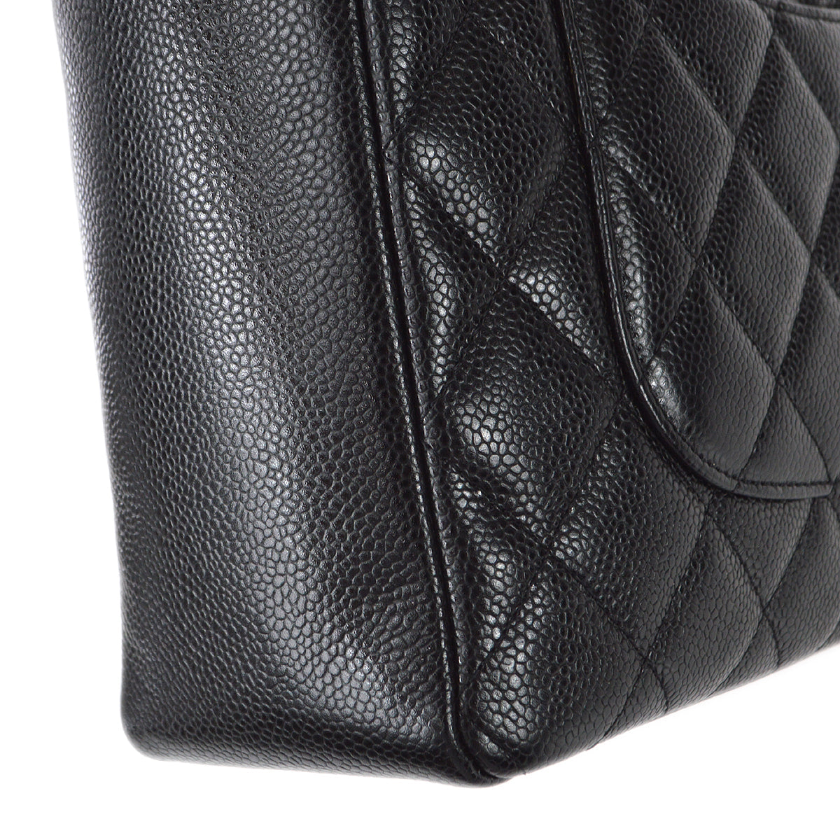 Luxury Chanel 2003-2004 Black Caviar Petite Shopping Tote PST