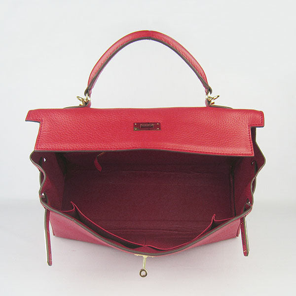 Luxury Hermes Kelly 35cm Togo Leather Handbag Red/Golden