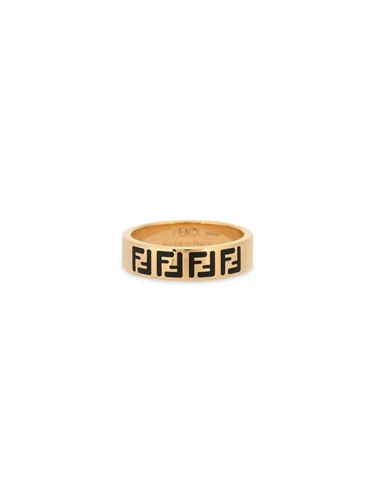 Luxury Fendi FF Logo Band Ring Gold