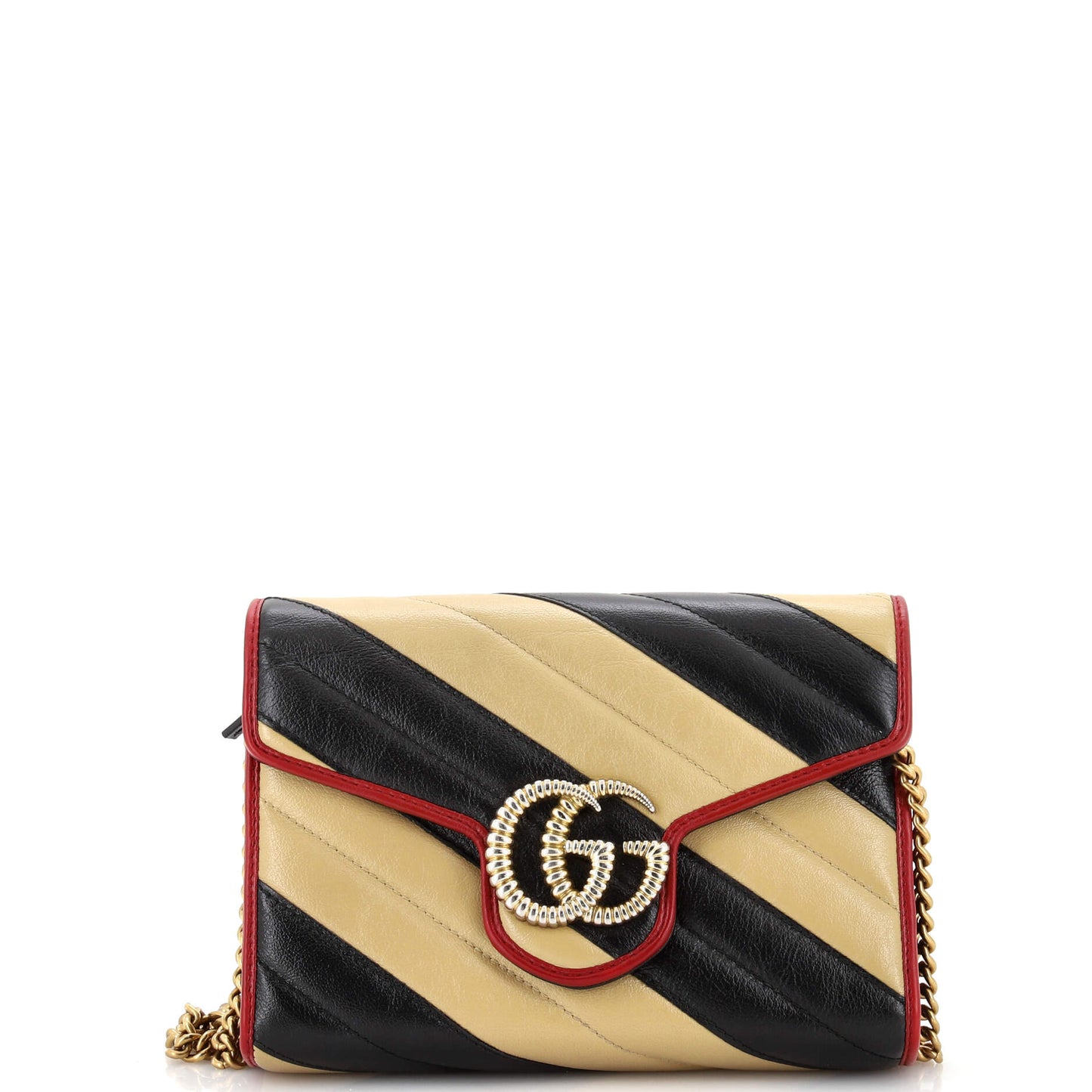 Luxury Gucci Trending 2025 GG Marmont Chain Wallet Diagonal Quilted Leather Mini