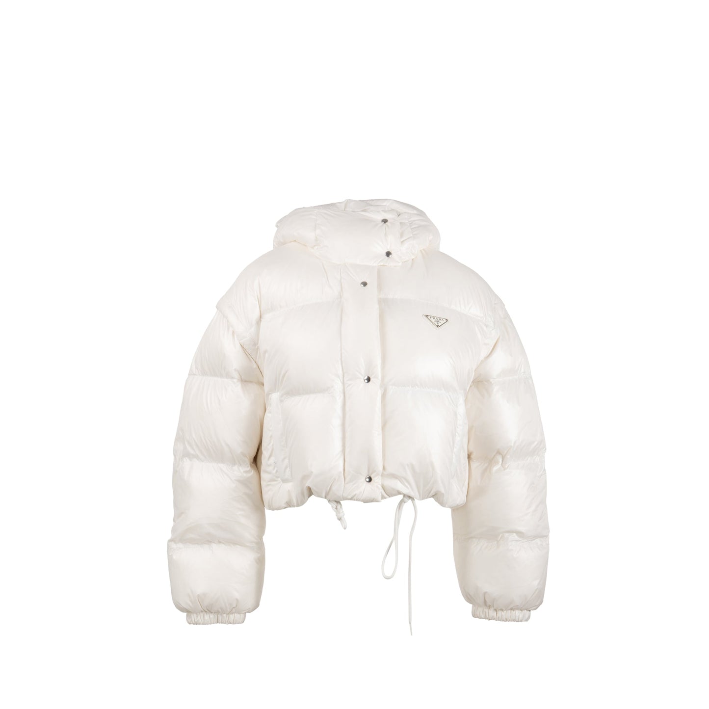 Prada size 40 Re-Nylon cropped down jacket white