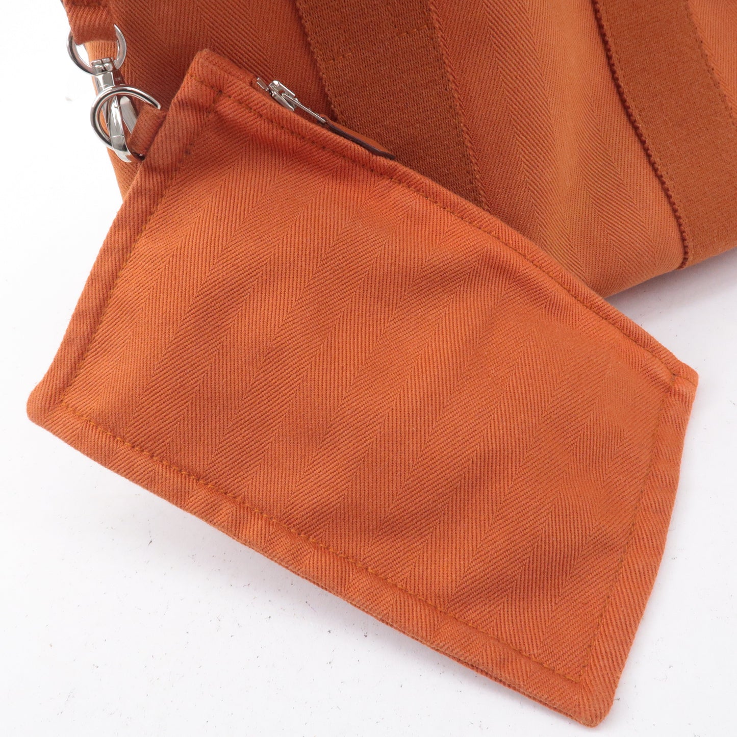 Luxury Hermes Toile Chevrons Leather Valparaiso PM Bag I Stamp Orange