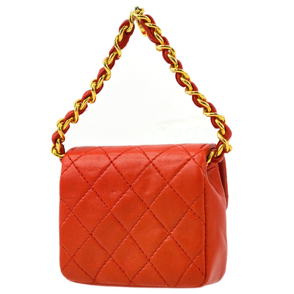 Luxury Chanel Red Lambskin Classic Flap Micro Bag