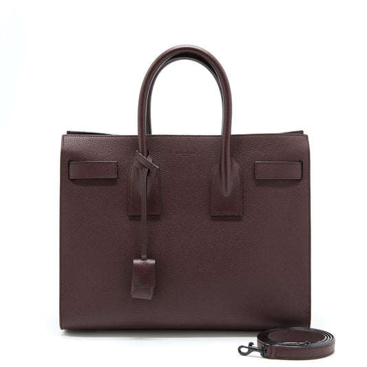 Saint Laurent/ YSL Sac De Jour Calfskin Burgundy Black Hardware