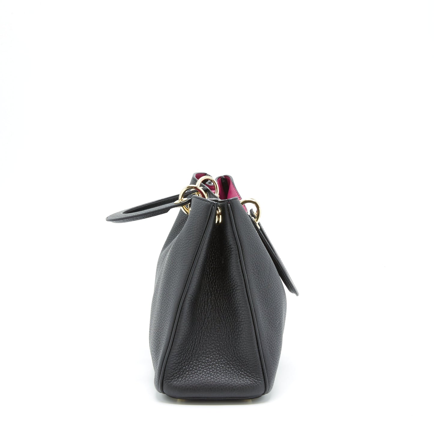 Luxury Dior Luxury Diorissimo Grained Leather Black/ Fushia GHW