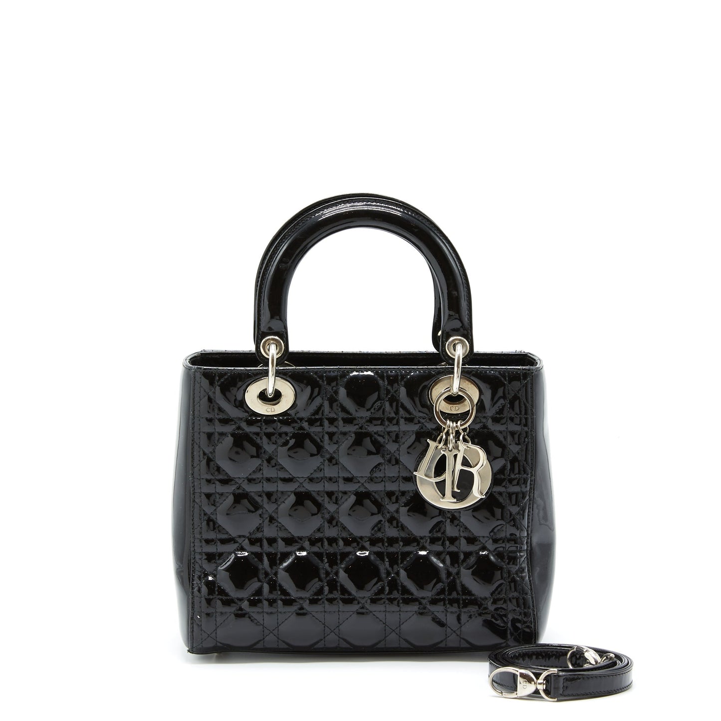 Luxury Dior Medium Lady Luxury Dior Patent Black SHW