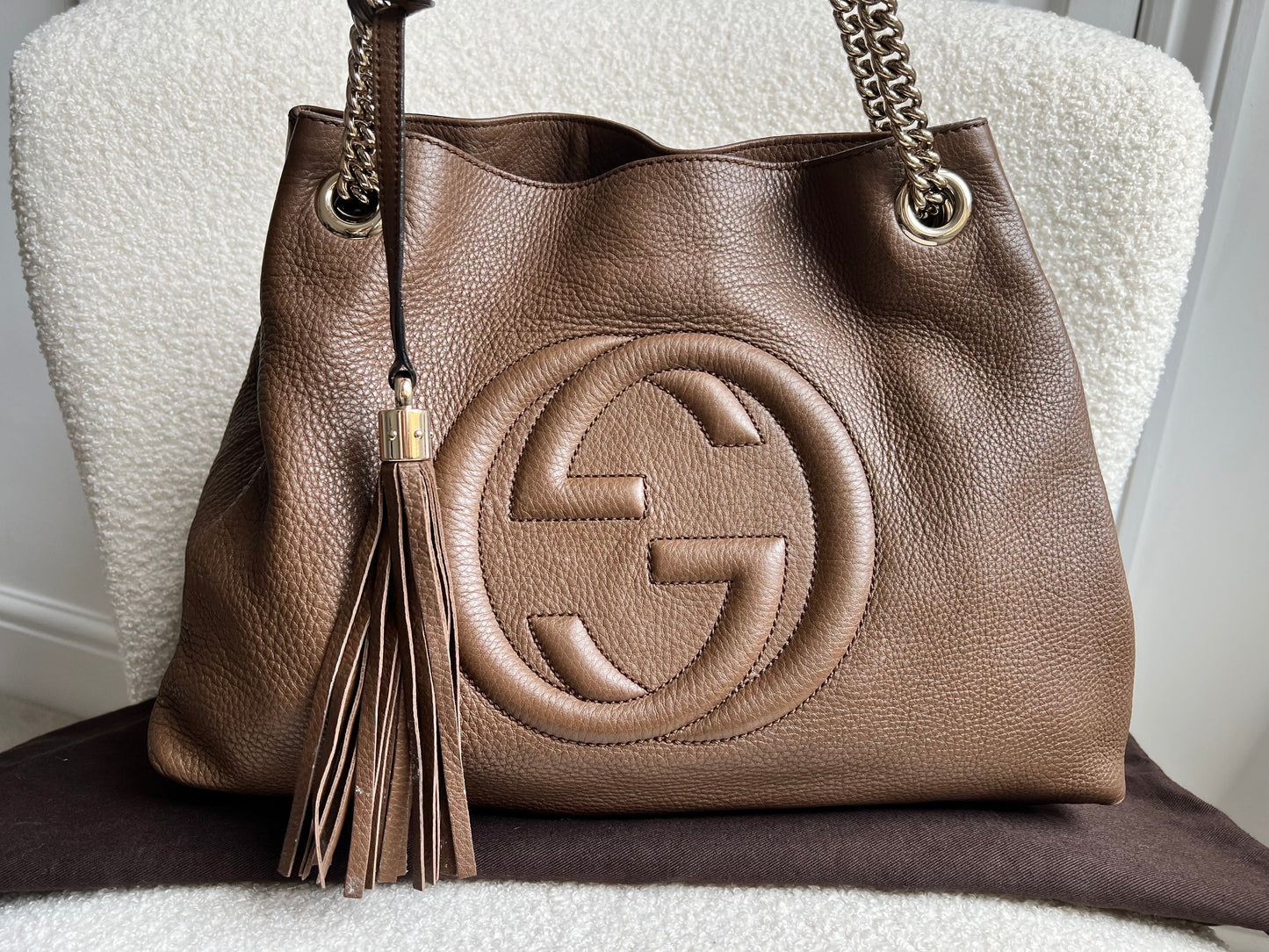 Luxury Gucci Trending 2025 Brown Soho Chain Tote