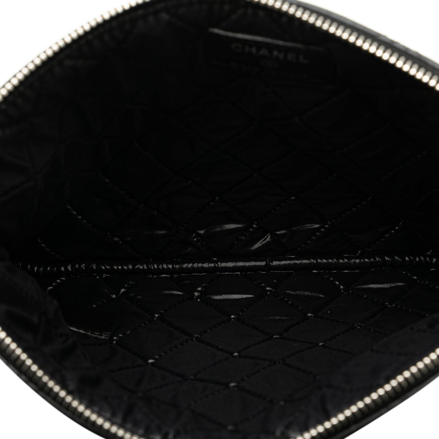 CHANEL Lambskin Double Stitch Cosmetic Case Clutch Bag