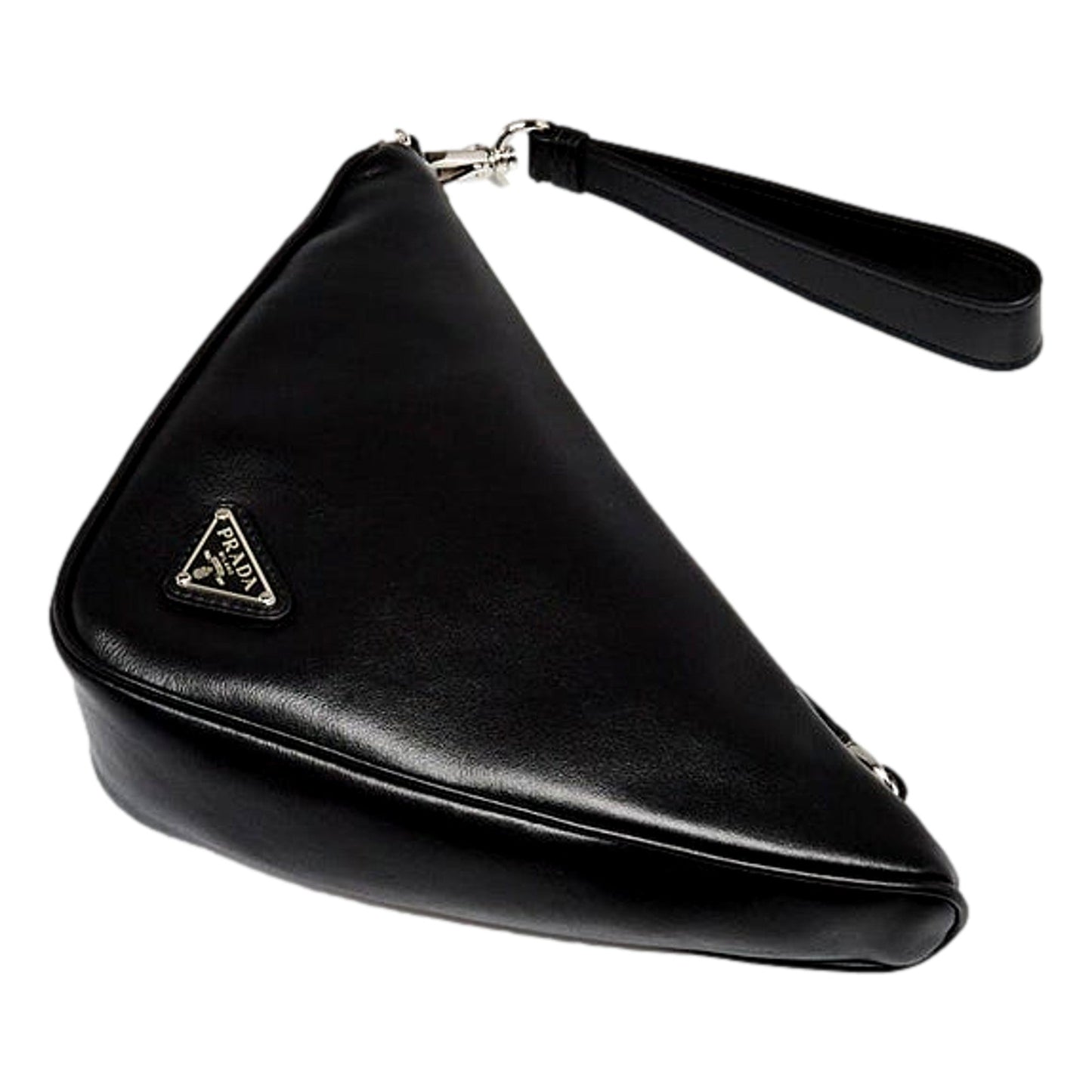 Luxury PradaGrace Triangle Leather Pouch Clutch Bag with Embossed Logo