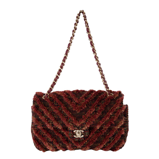 CHANEL Chanel Red Tweed Flap Bag