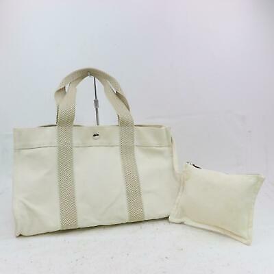 Luxury Hermes Tote Bag Cabas De Plage White Canvas (SHC1-15964)