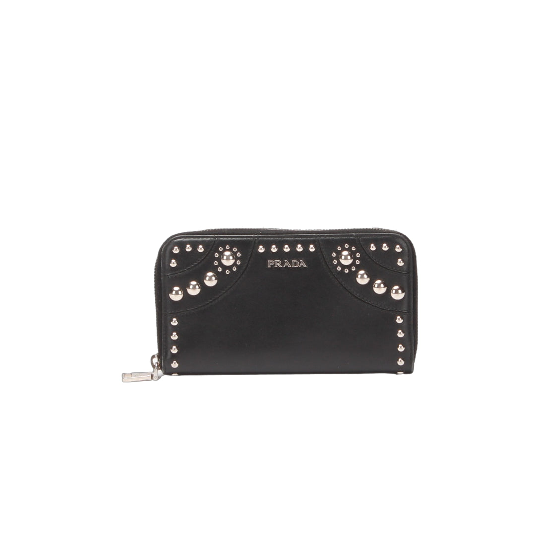 Luxury PradaStudded Leather Zip Around Wallet