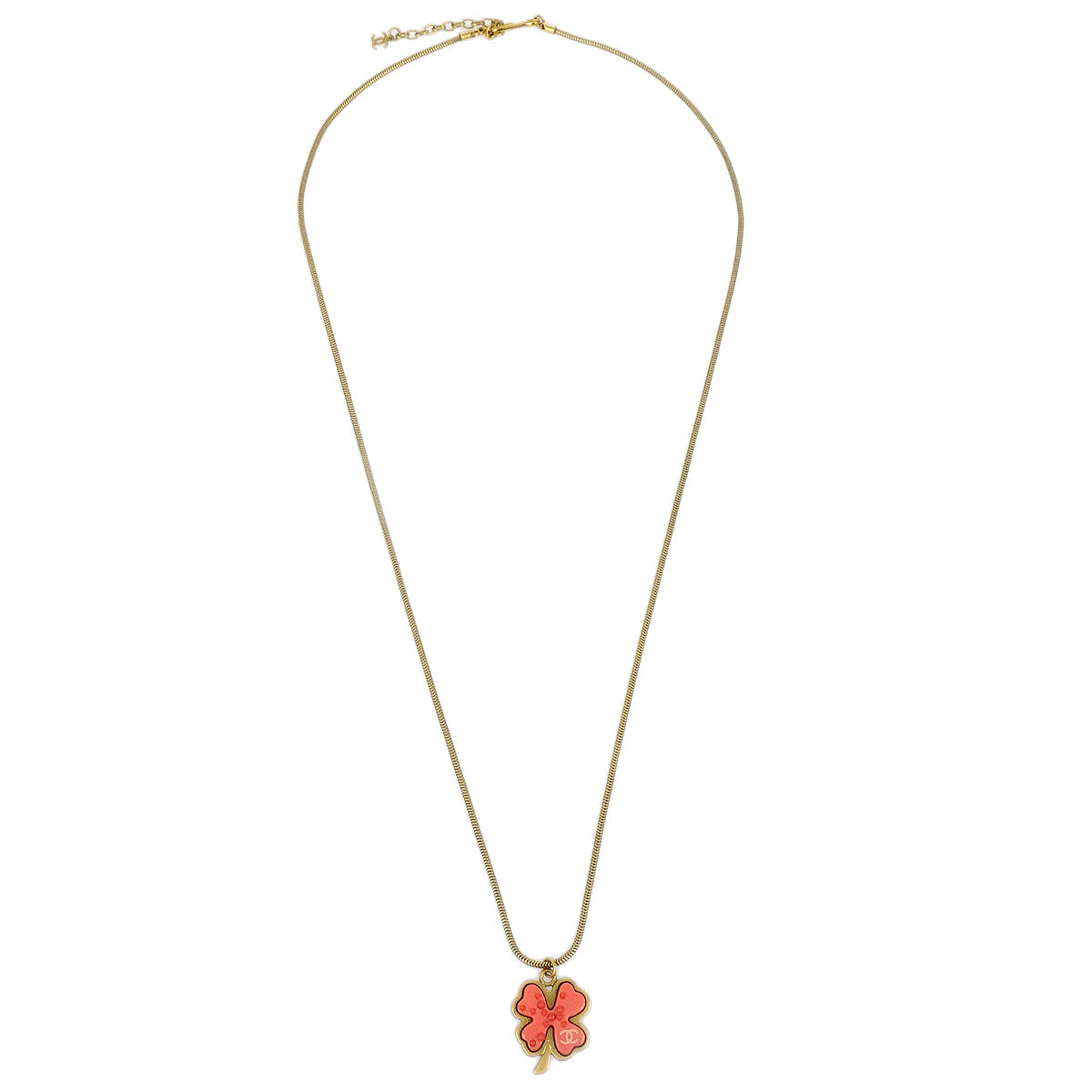 Luxury Chanel Clover Gold Chain Pendant Necklace 03P