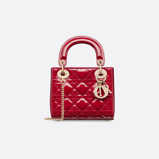 Mini Lady Luxury Dior Bag Cherry Red Patent Cannage Calfskin
