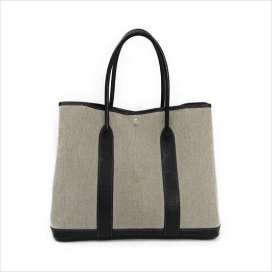 Luxury Hermes Gray/Black Canvas Garden Party 36 Tote (SHA11239)