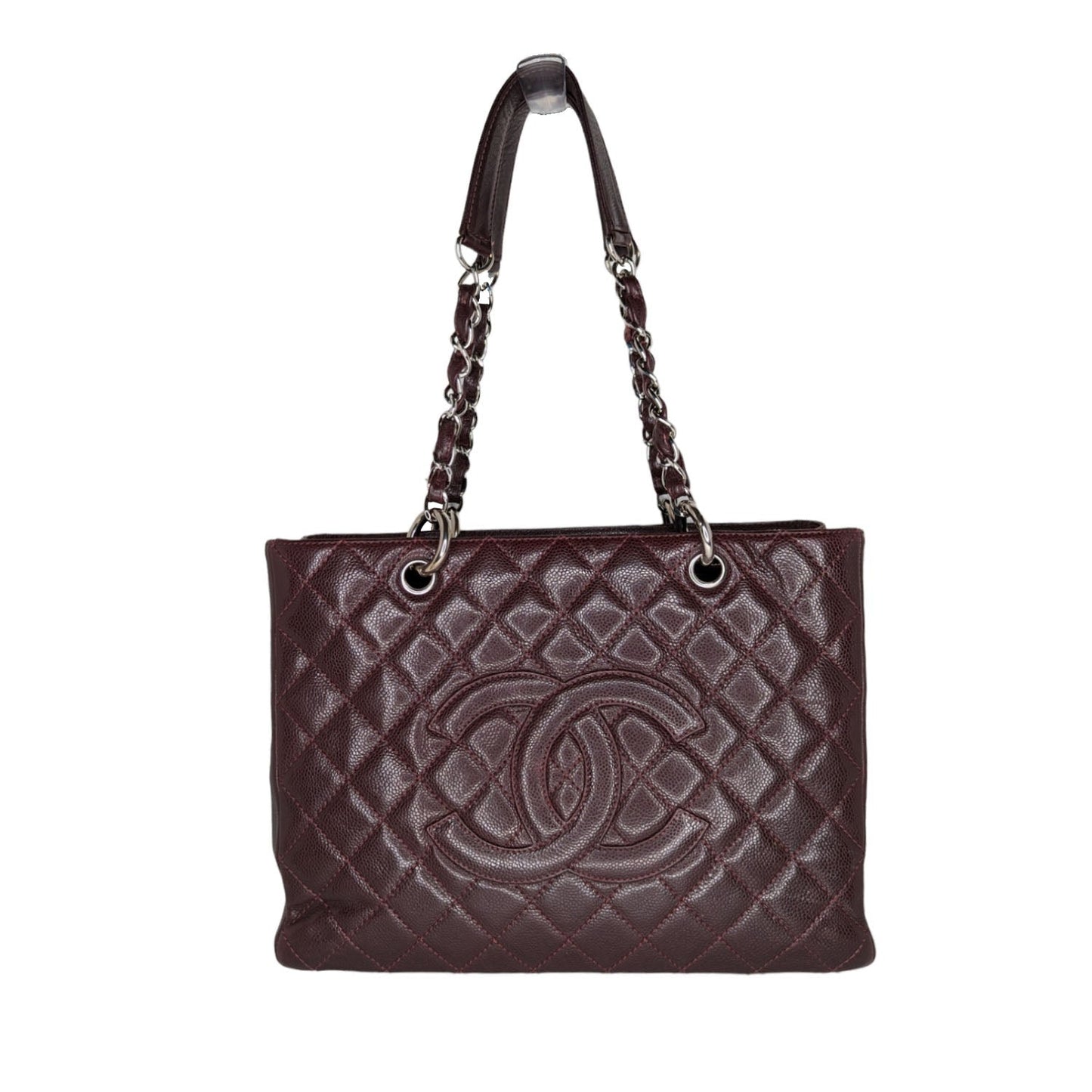 Luxury Chanel bag Burgundy Quilted Caviar Grand Shopping Tote GST
