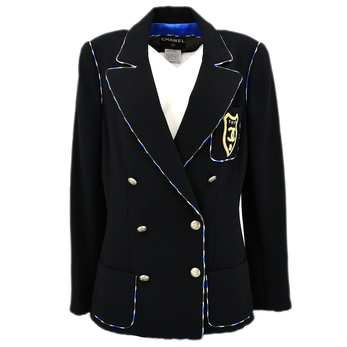 Luxury Chanel Cruise 2005 emblem patch double-breasted blazer #40