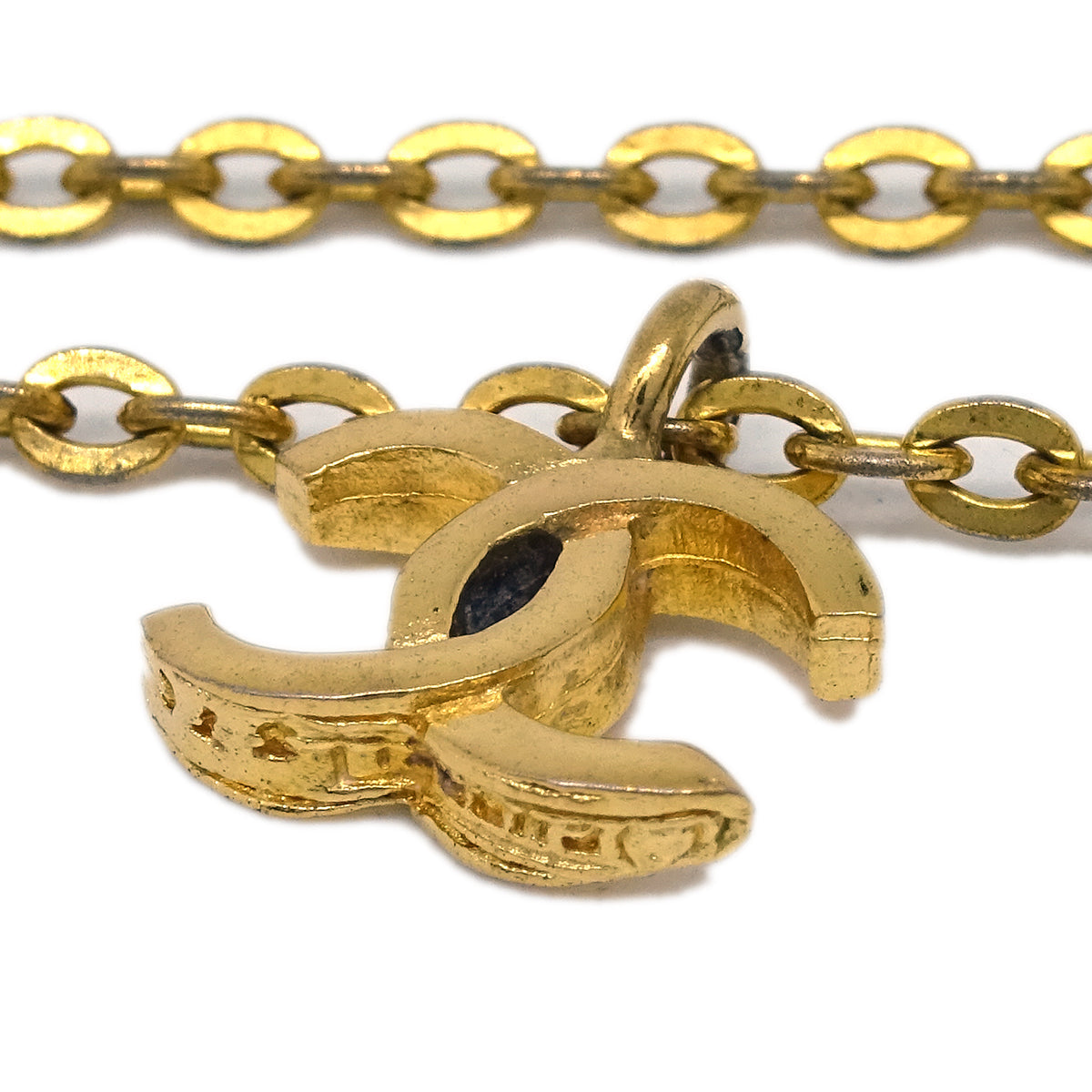 Chanel Mini CC Chain Pendant Necklace Gold 376/1982