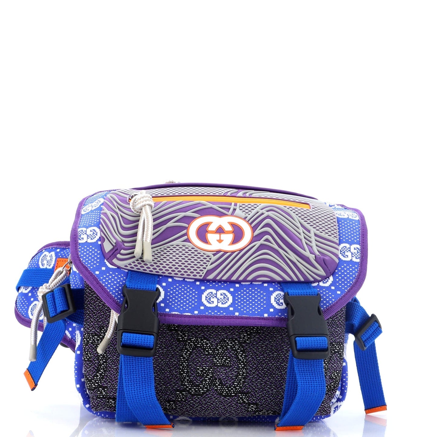 Luxury Gucci Trending 2025 Buckle Flap Chest Strap Backpack GG Fabric with Rubber