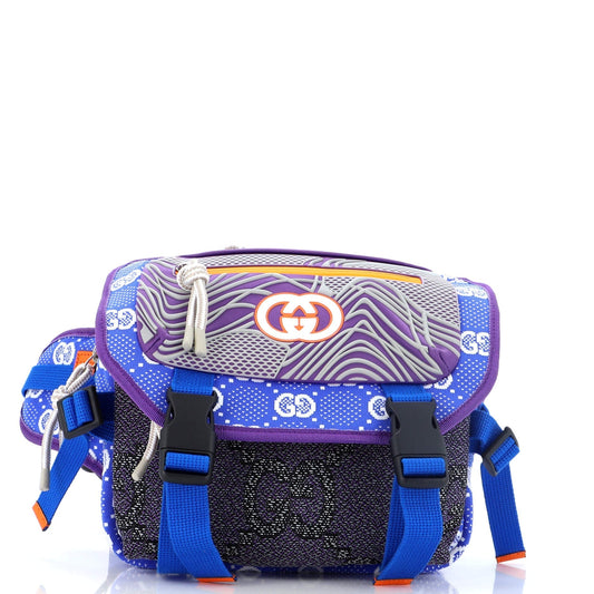 Luxury Gucci Trending 2025 Buckle Flap Chest Strap Backpack GG Fabric with Rubber