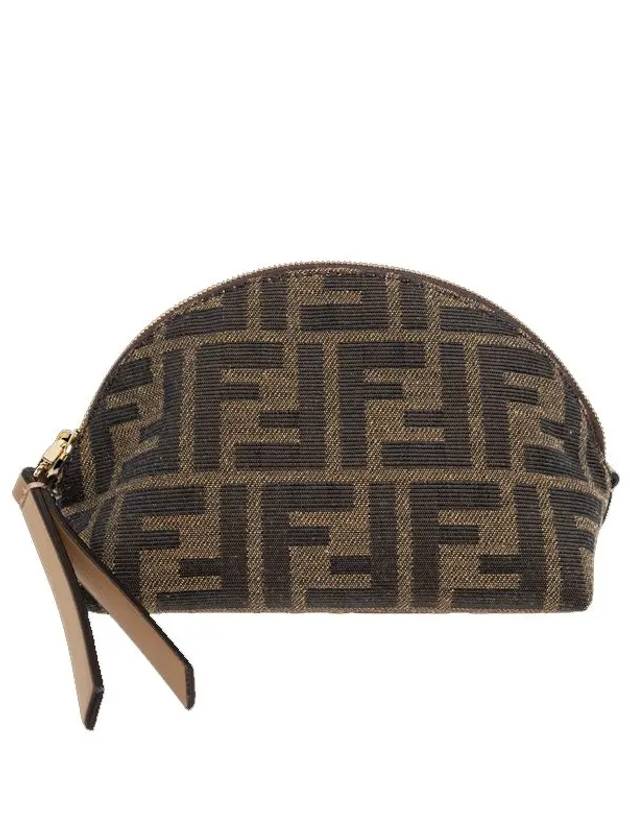 Luxury Fendi Baguette Small  FF Jacquard Fabric Pouch Bag Brown