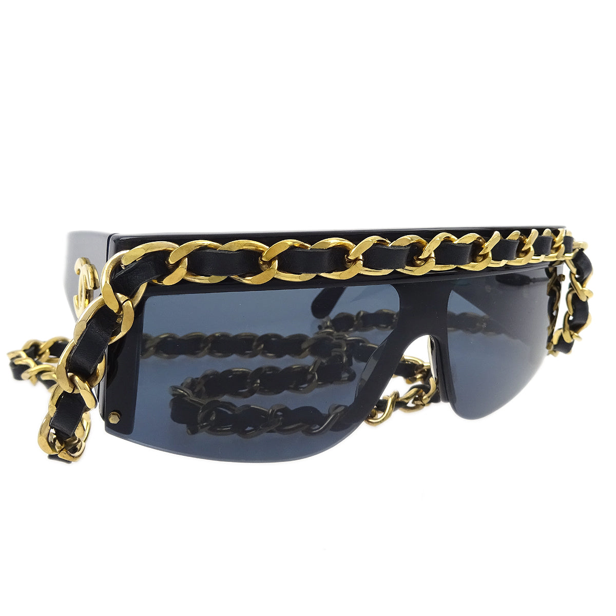 Luxury Chanel Chain Sunglasses Eyewear Black Small New
