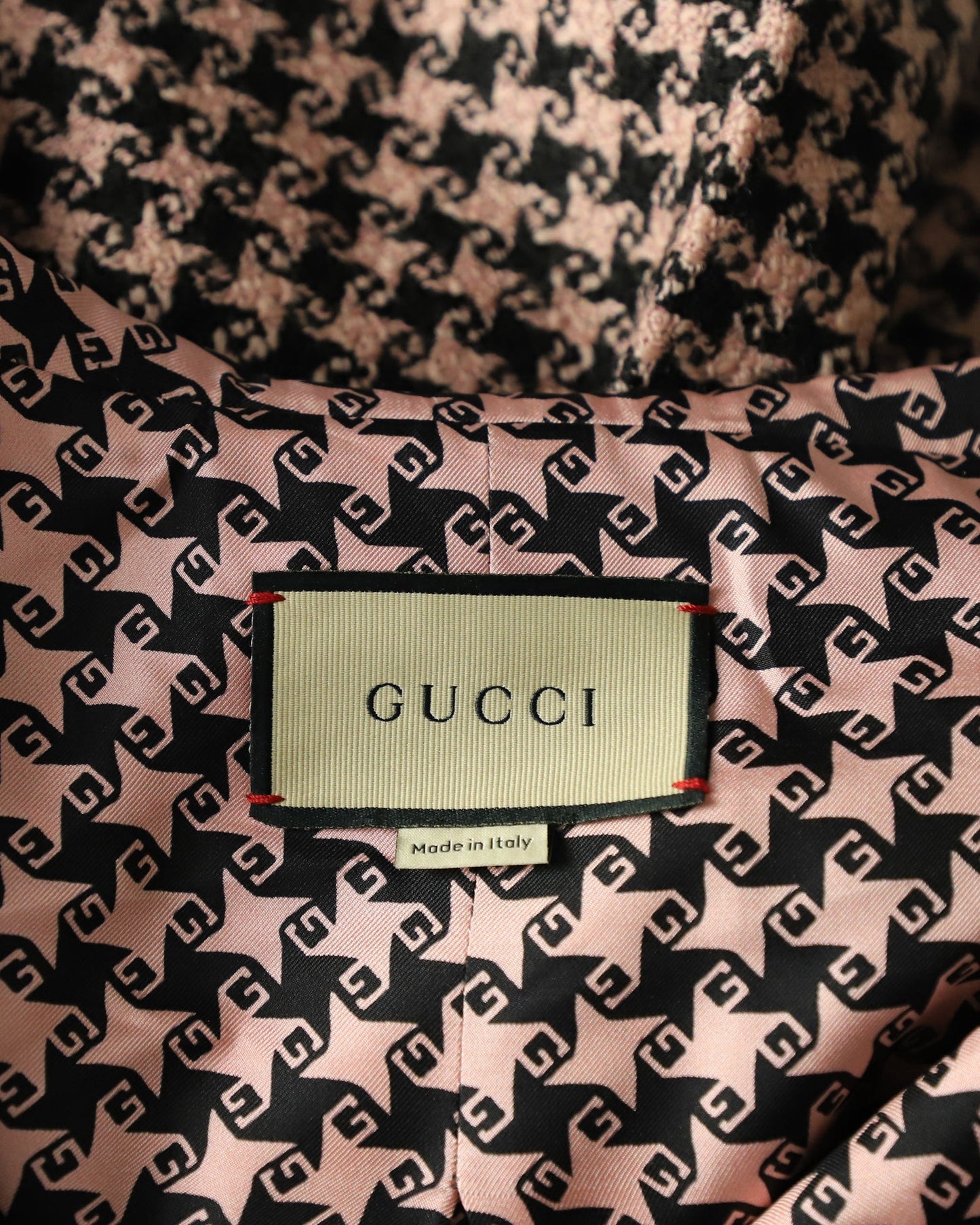Luxury Gucci Trending 2025 Houndstooth Jacket in Pink Wool
