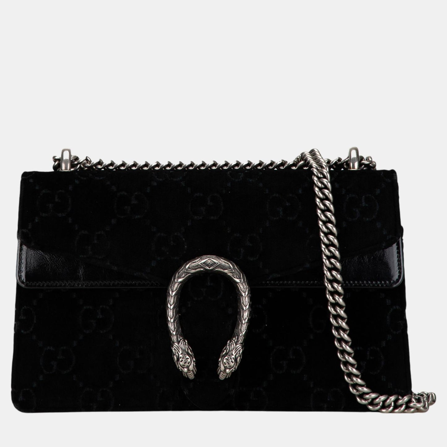 Luxury Gucci Trending 2025 Black Velvet Small GG Dionysus Shoulder Bag