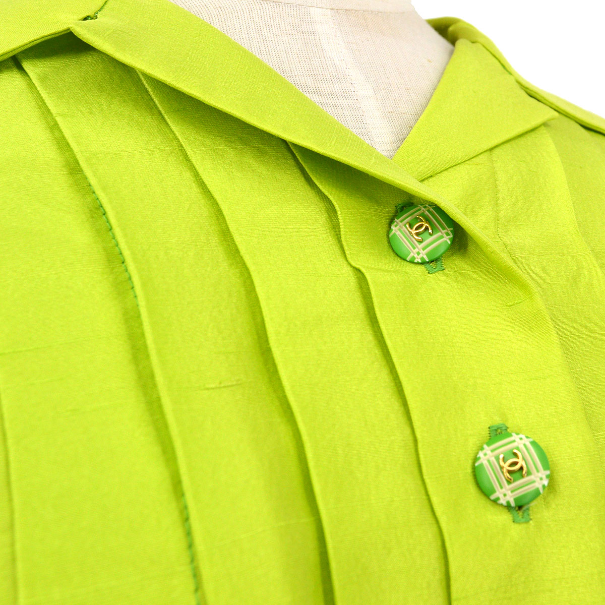 Luxury Chanel 1990 CC-button pleated silk shirt #38