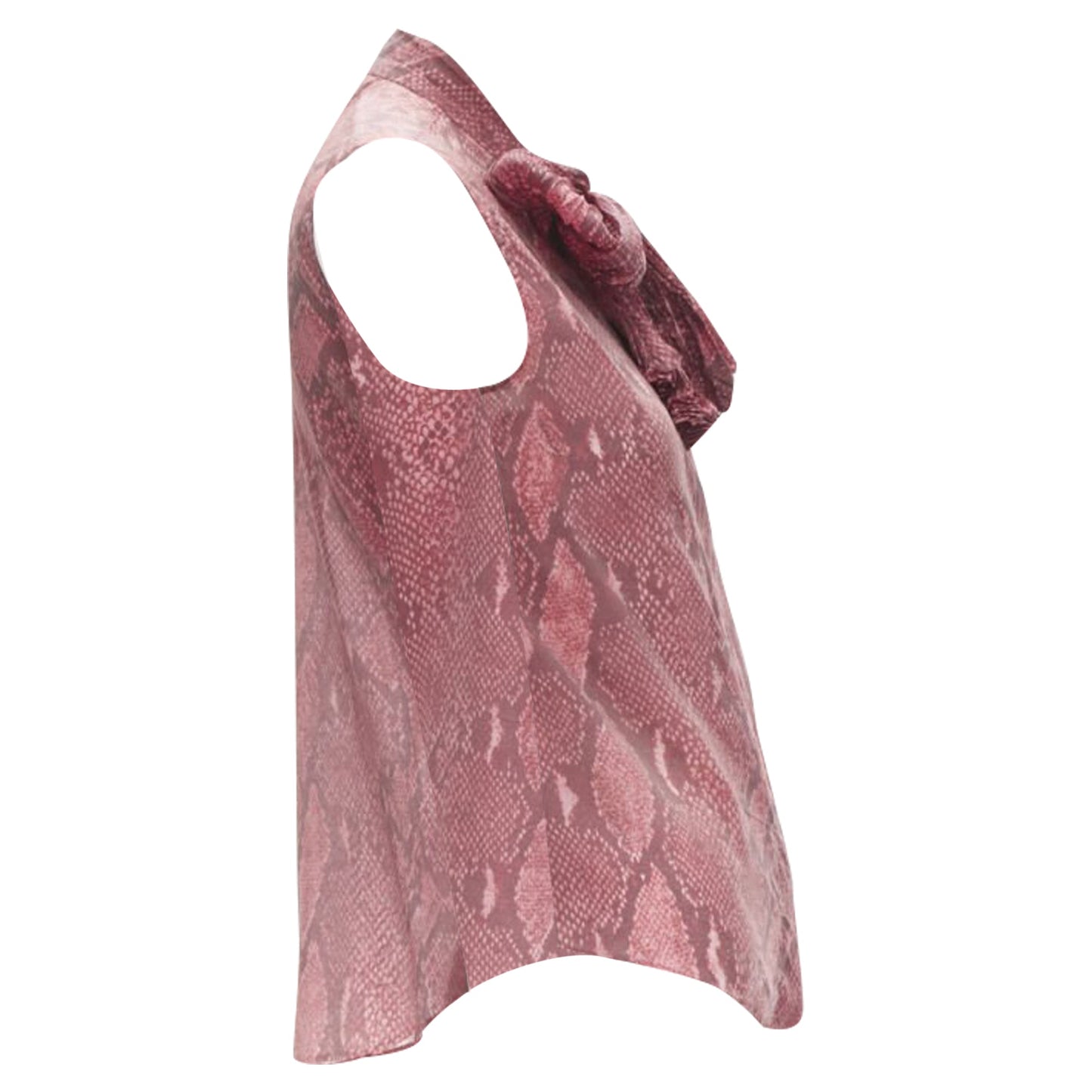 Gucci Tom Ford scaled leather print bow collar blouse