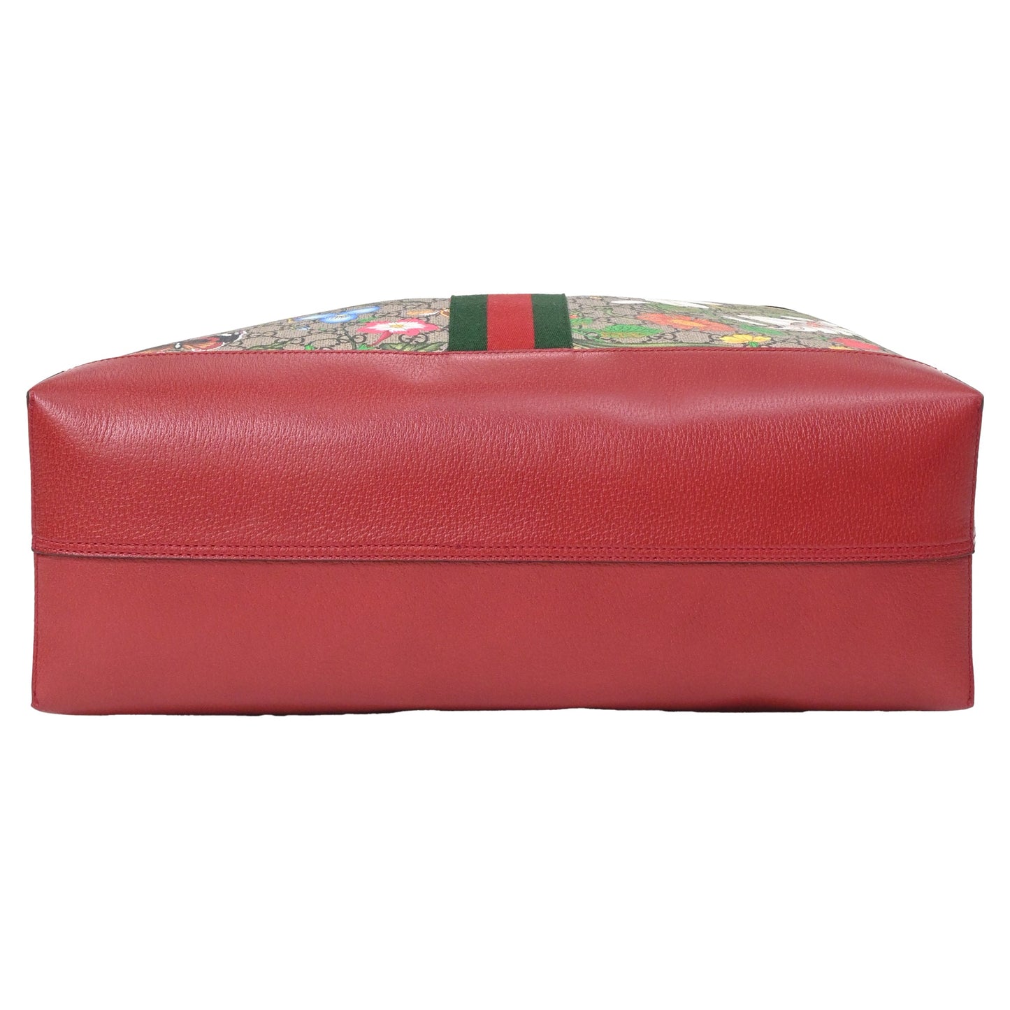 Gucci Medium Ophidia GG Floral Print Open Tote Bag in Red Coated Canvas