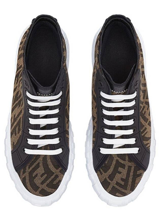 Luxury Fendi FF Logo High Top Sneakers Brown