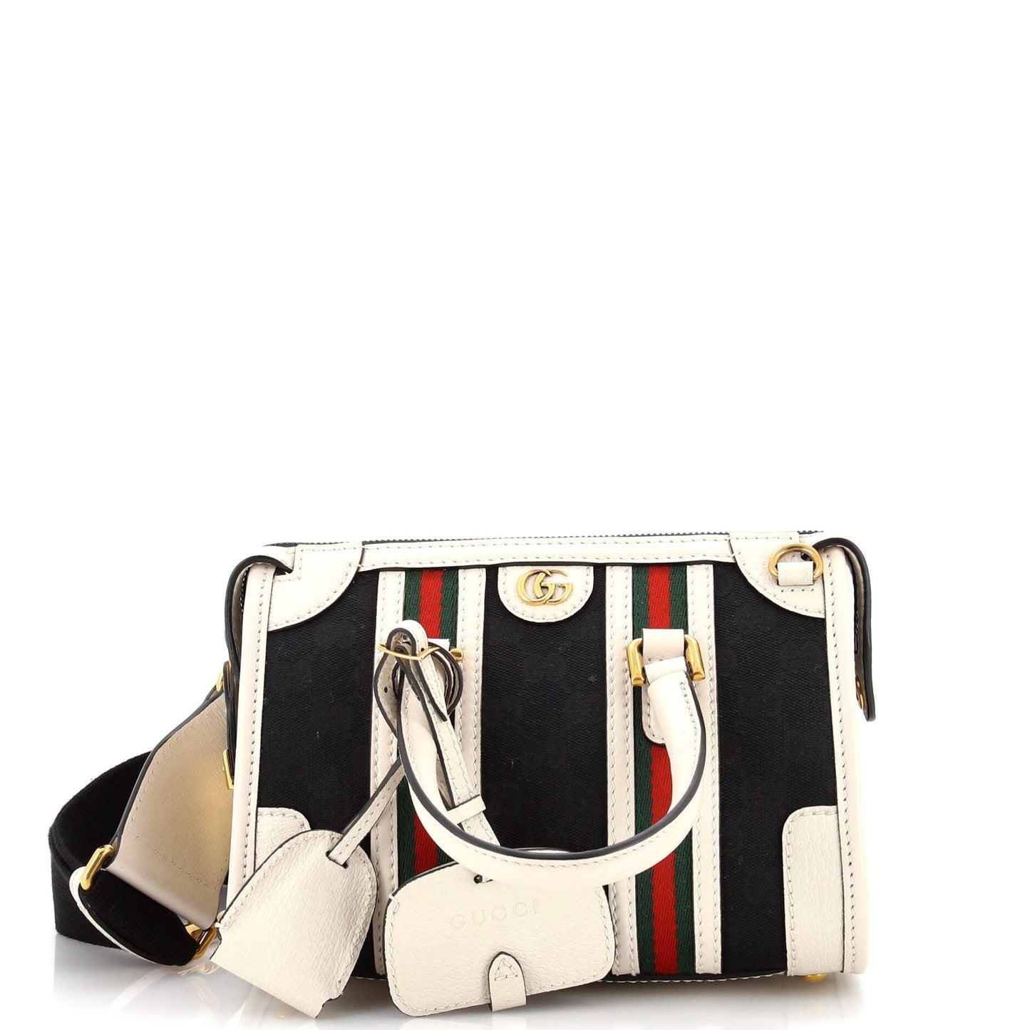 Luxury Gucci Trending 2025 Bauletto Top Handle Bag GG Canvas and Leather Small