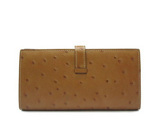 Luxury Hermes Wallet H1114 Ostrich Skin Coffee